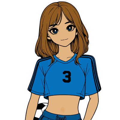 realistic girl wearing soccer jersey