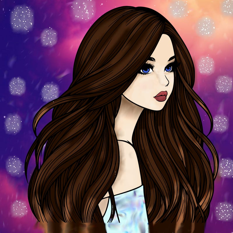 realistic girl with long realistic hair