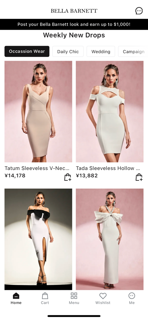 Bella Barnett - Bella Barnett mobile app showing a collection of luxury occasion wear dresses