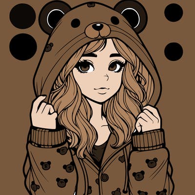 realistic girl in a animal pjs hoodie