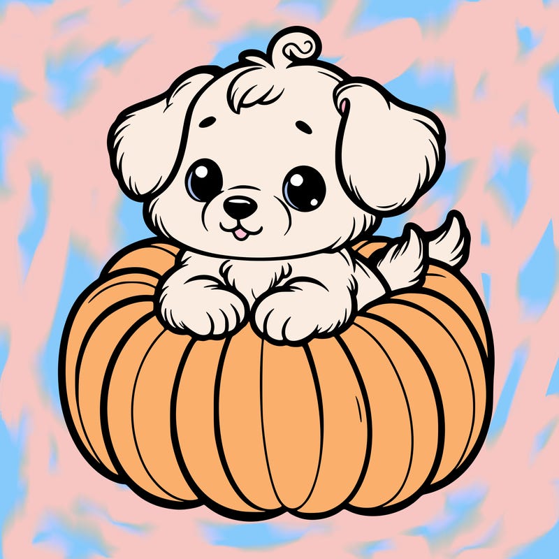 cute little puppy in a pumpkin