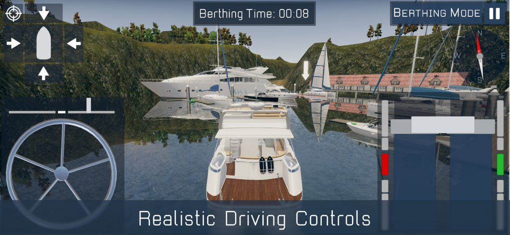 Boat Master - Boat Master simulation game displaying realistic driving controls and marina environment