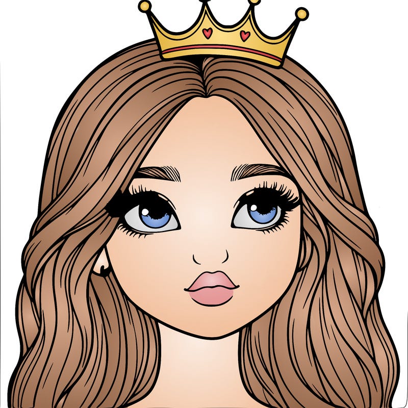 a realistic girl with a crown on