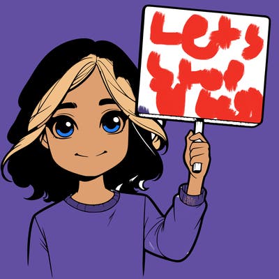 realistic girl holding up a sign