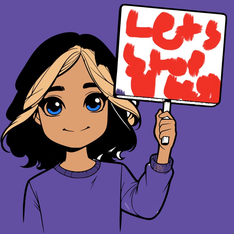 realistic girl holding up a sign