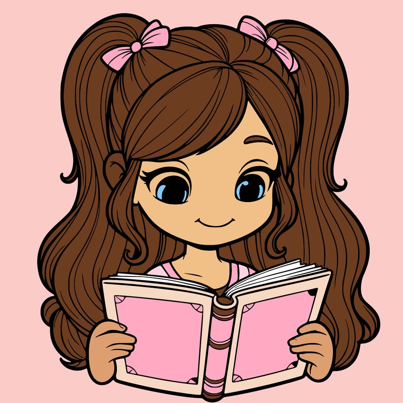 realistic girl reading a book
