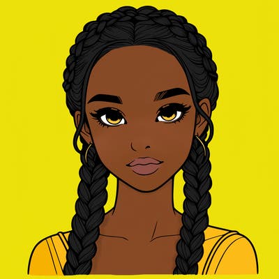 realistic girl with braids