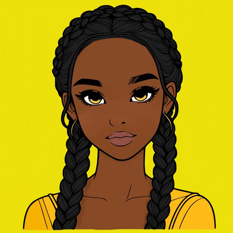 realistic girl with braids