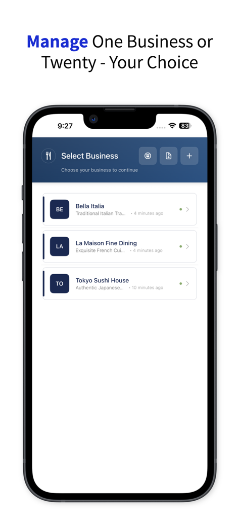 Plate Pro: Recipe & Food Cost - Plate Pro app screen showing management of multiple restaurant locations