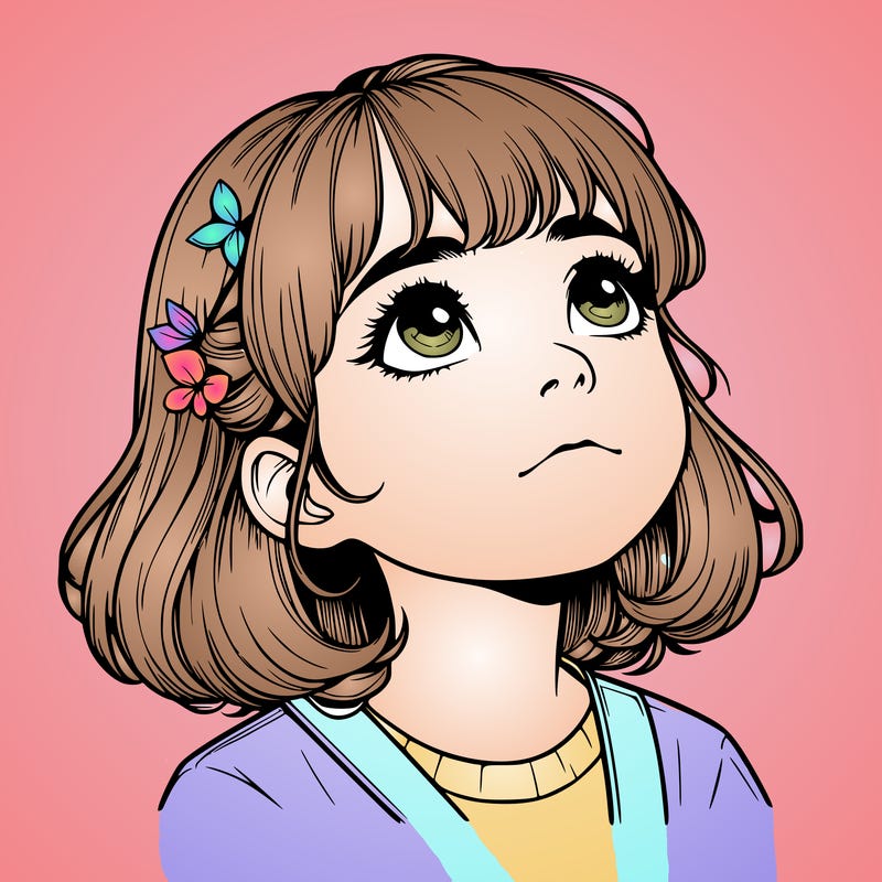 realistic girl looking up