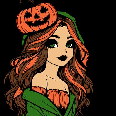 realistic  girl with  a halloween themed look