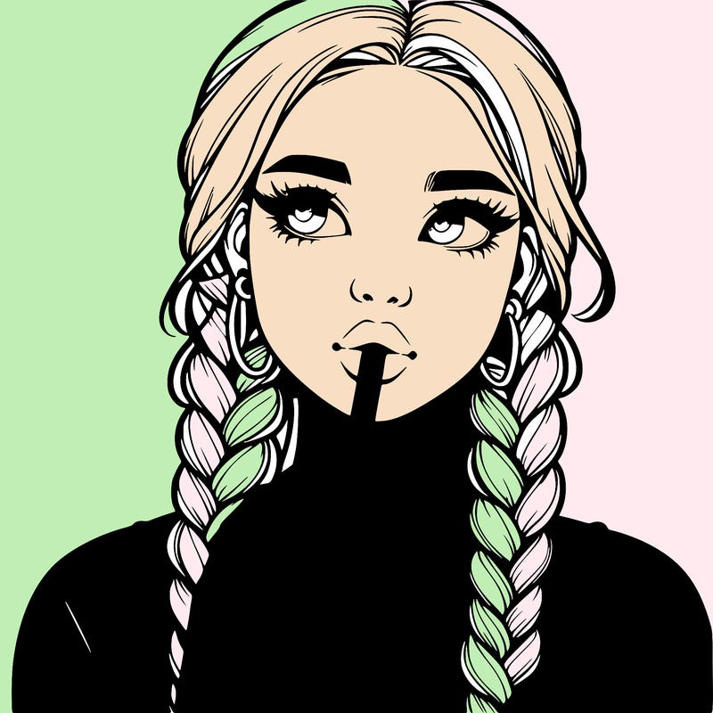 realistic girl with braided hair drinking boba