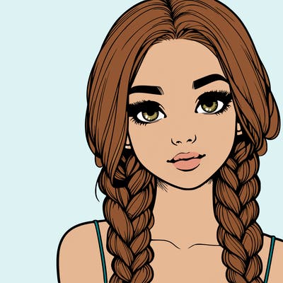 realistic girl with braids