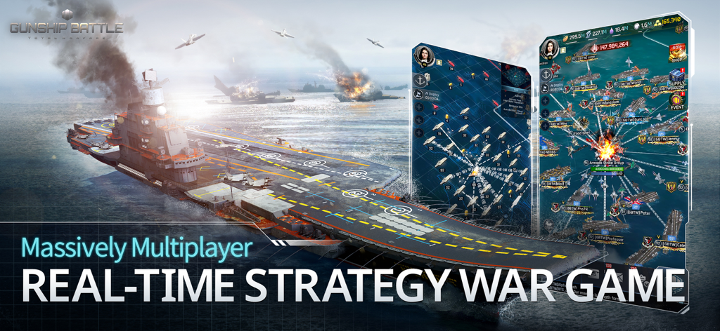 Gunship Battle Total Warfare - A massive aircraft carrier with fighter jets and tactical battle maps in the real time strategy game Gunship Battle Total Warfare
