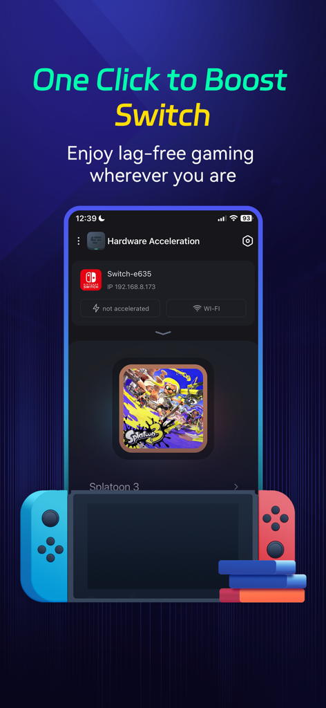 LagoFast Console - LagoFast Console app interface for one-click network boosting on Nintendo Switch for lag-free gaming