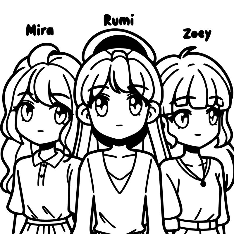 mira, rumi, and zoey