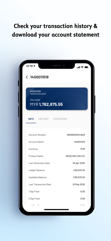 Alliance BizSmart Mobile app interface showing business account details and balance on a smartphone screen