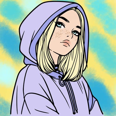 a realistic girl in a hoodie