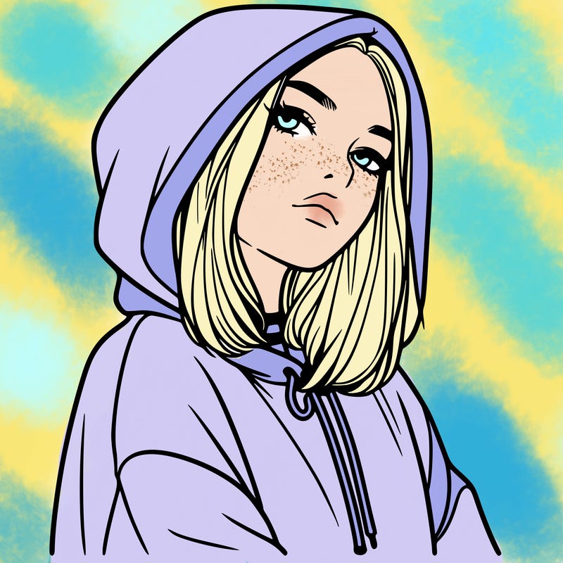 a realistic girl in a hoodie