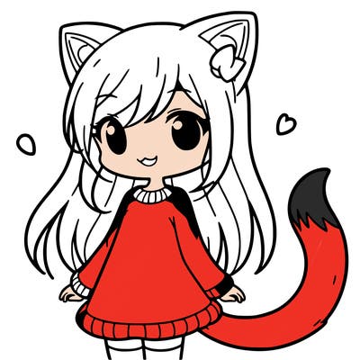 girl with cat ears and tail