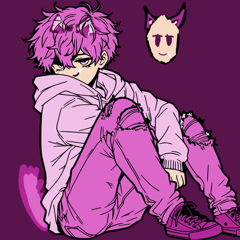 a male hoddie ripped jeans messy hair anime