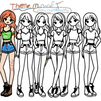 a group of girls wearing crop tops and shorts