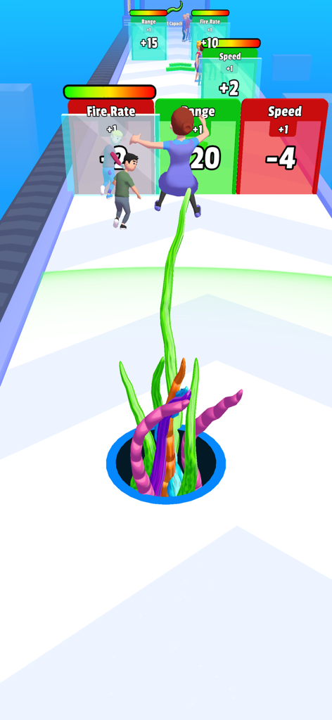 Alien Hole : Black Hole Games - A cosmic black hole with tentacles devouring people on a level track with upgrade gates