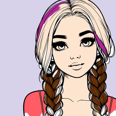 realistic girl with braids