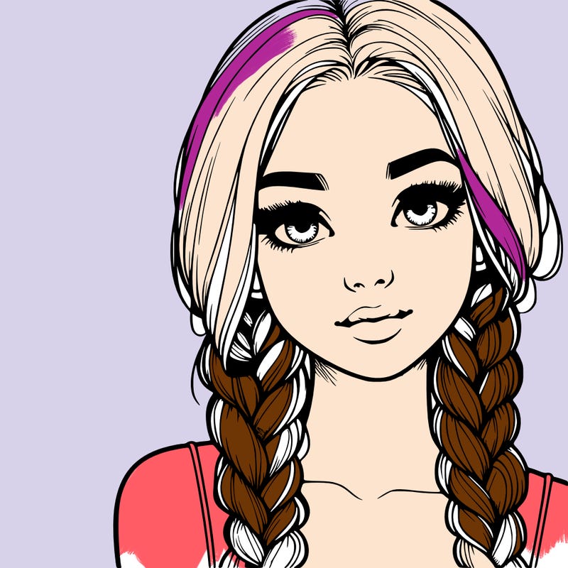 realistic girl with braids