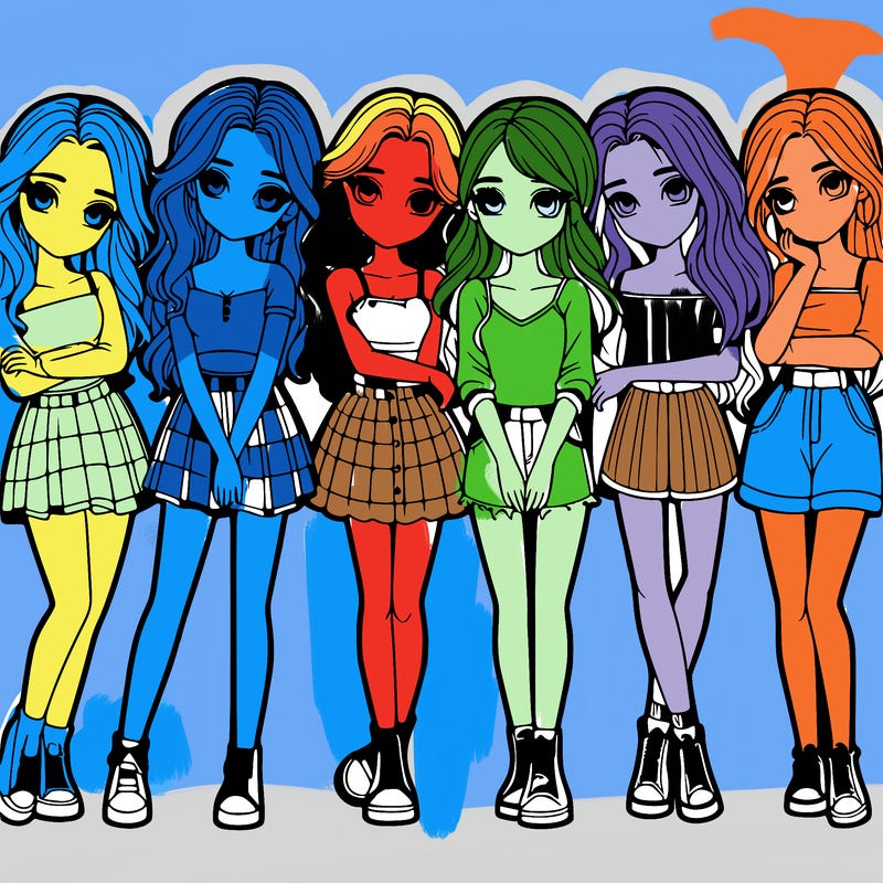 a group of girls realistic