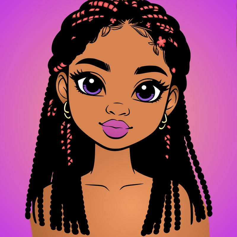a realistic black girl with braids