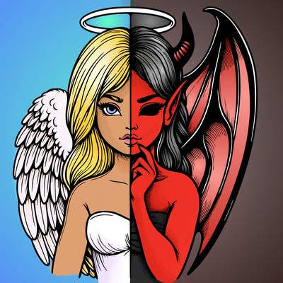 realistic angel half demon