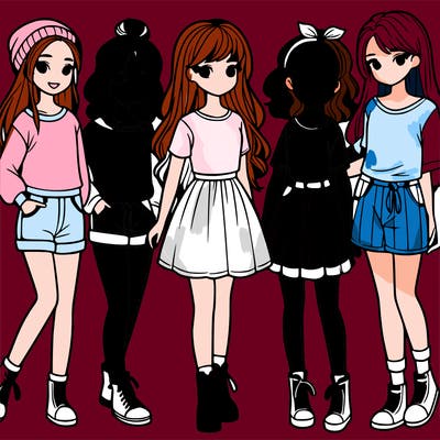 a group of five girls