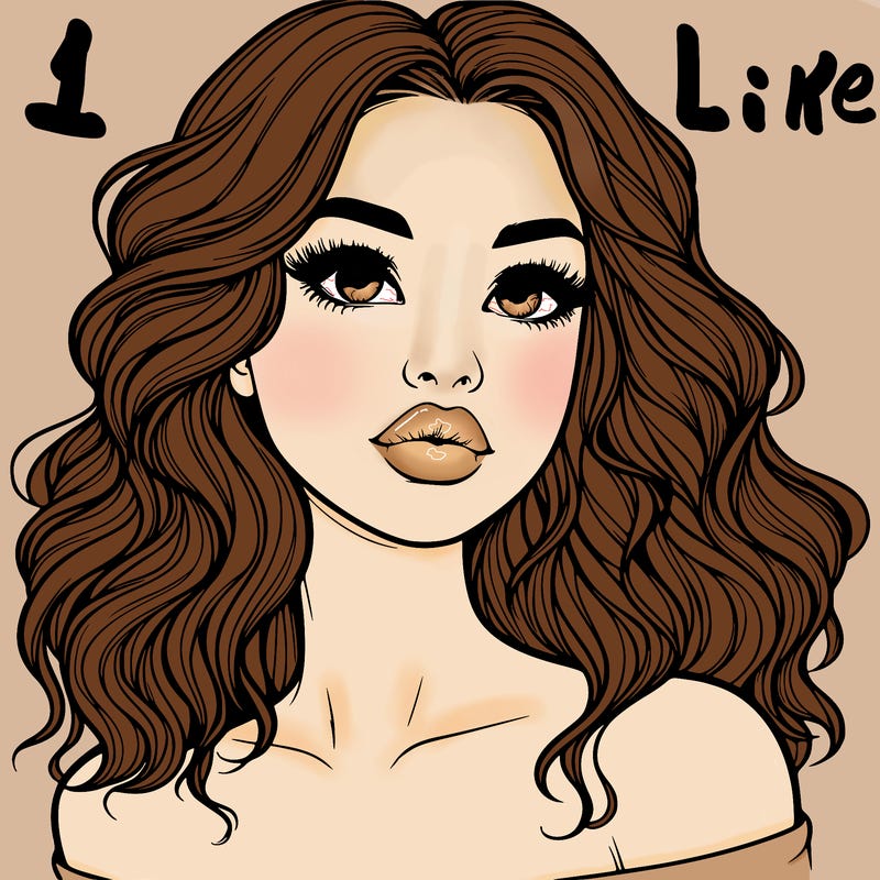 realistic girl with wavy hair and lips