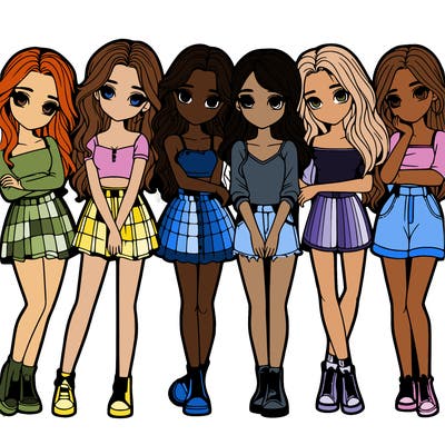 a group of girls realistic