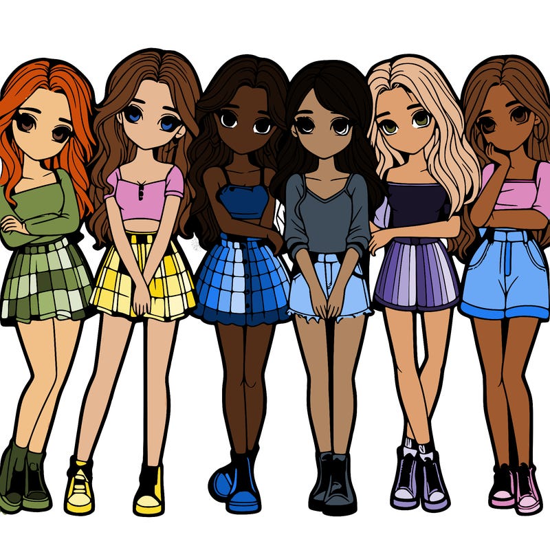 a group of girls realistic