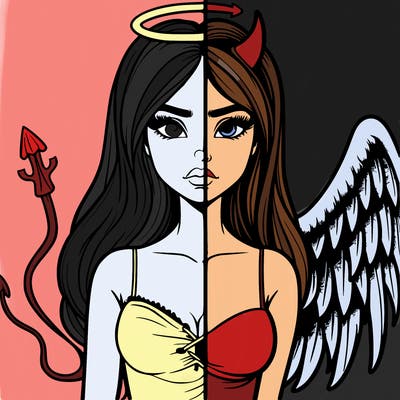 devil vs angel realistic girl