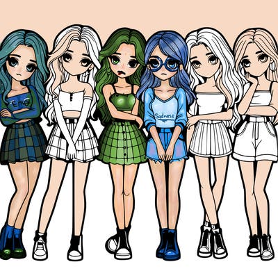 a group of girls realistic