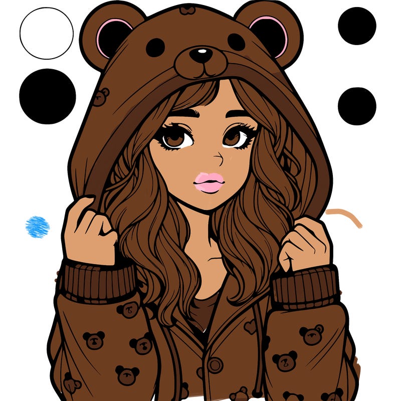 realistic girl in a animal pjs hoodie