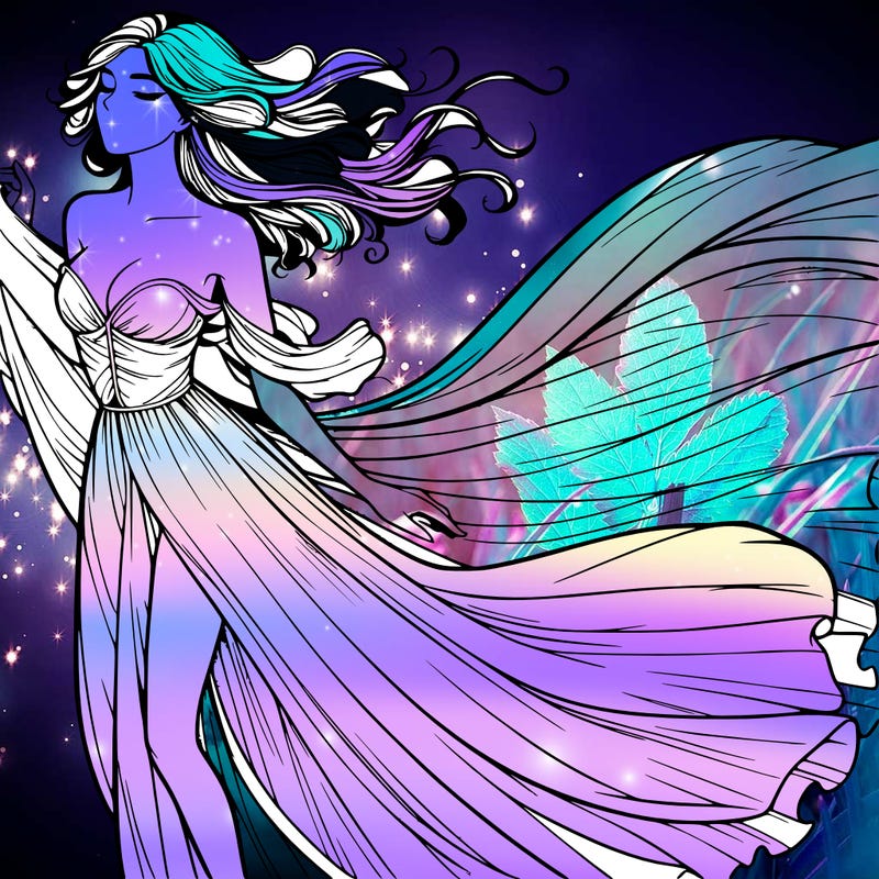 realistic woman in dress flowing the the wind