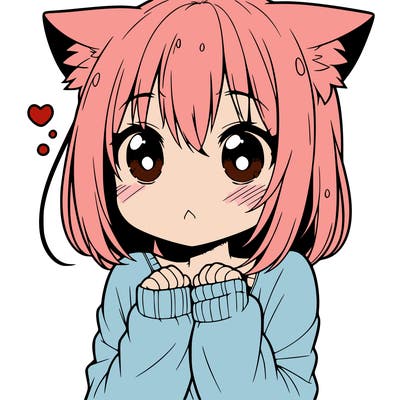 shy anime catgirl