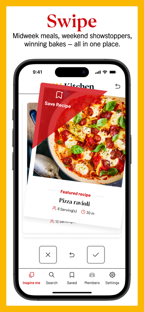 Swipe interface for discovering recipes in the Good Housekeeping app