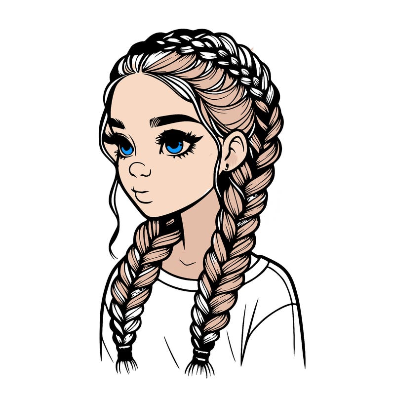 realistic girl with braids
