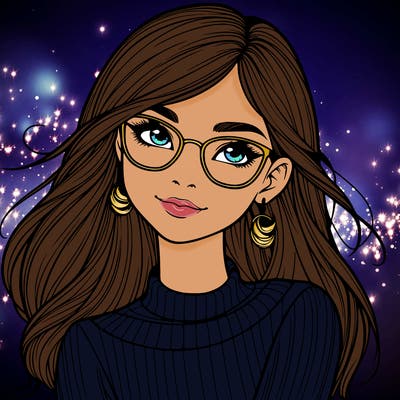 realistic girl with glasses