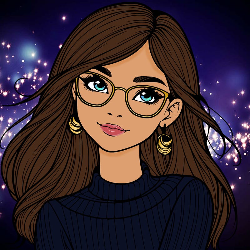 realistic girl with glasses