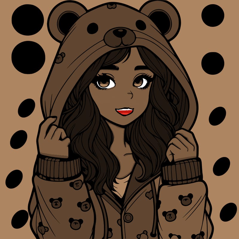 realistic girl in a animal pjs hoodie