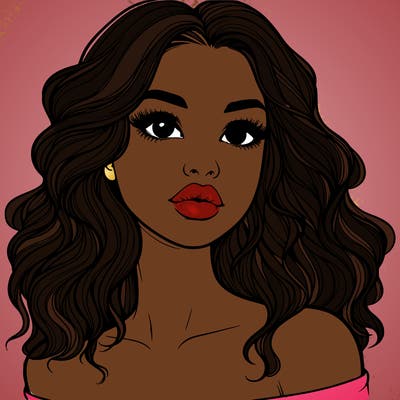 realistic girl with wavy hair and lips