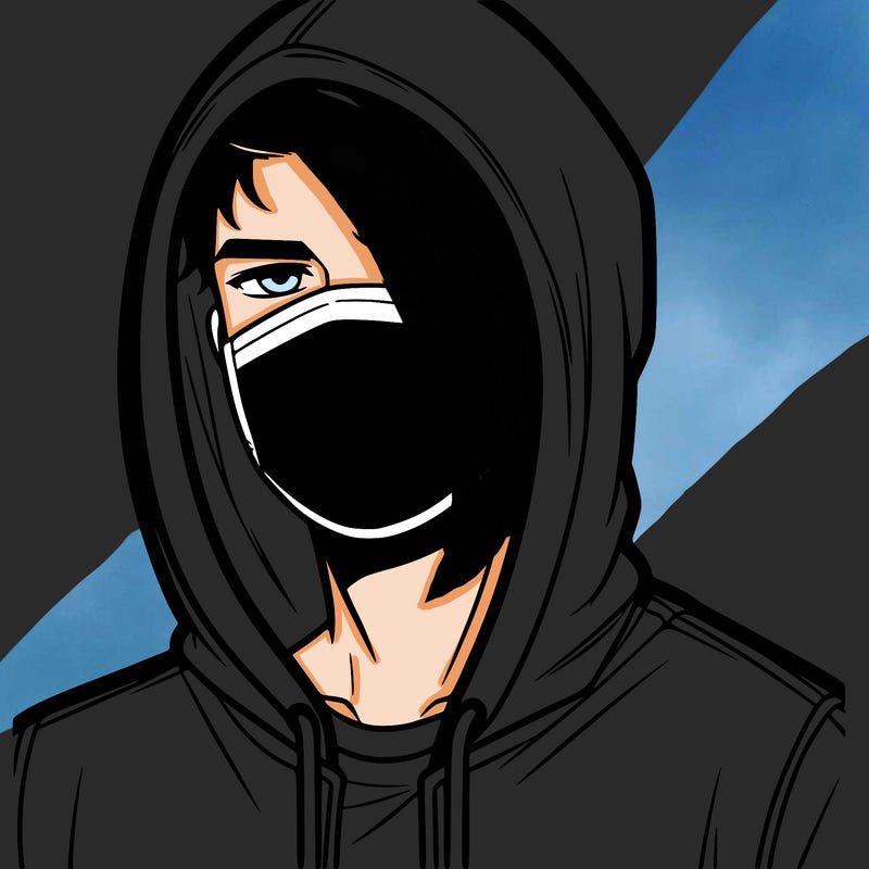 man with a hoodie wearing a mask to hide his feelings - the mask plain