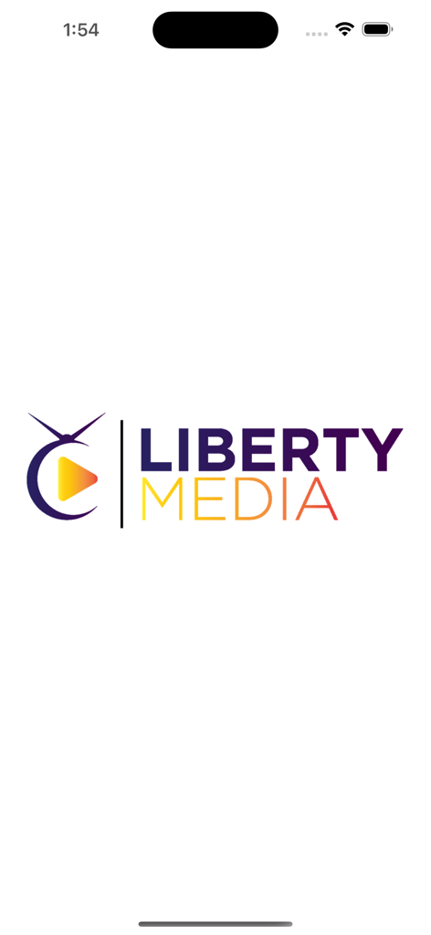 Logo de Liberty Media SLU sobre fondo blanco con un icono de TV y botón de reproducción