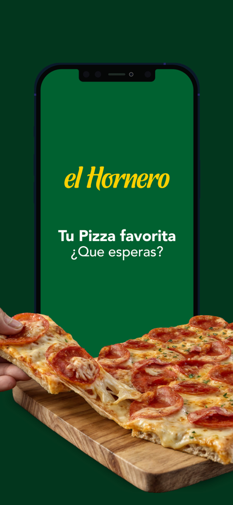 El Hornero Ecuador - El Hornero Ecuador pizza app splash screen featuring a pepperoni pizza on a wooden board